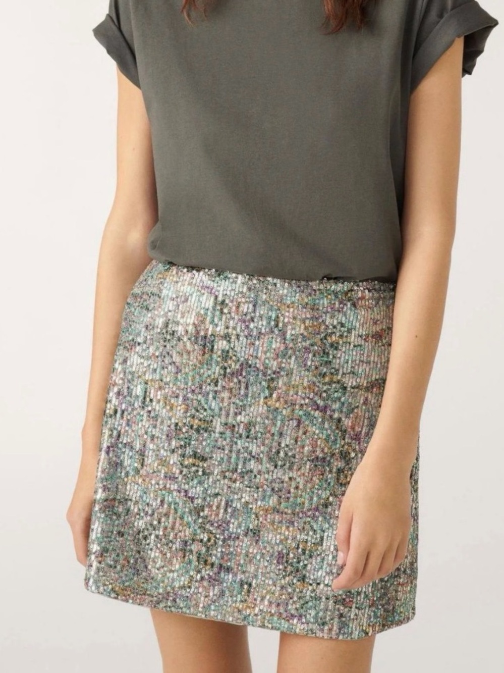 ba&sh Zita Sequined Mini Skirt Multicolor NWT